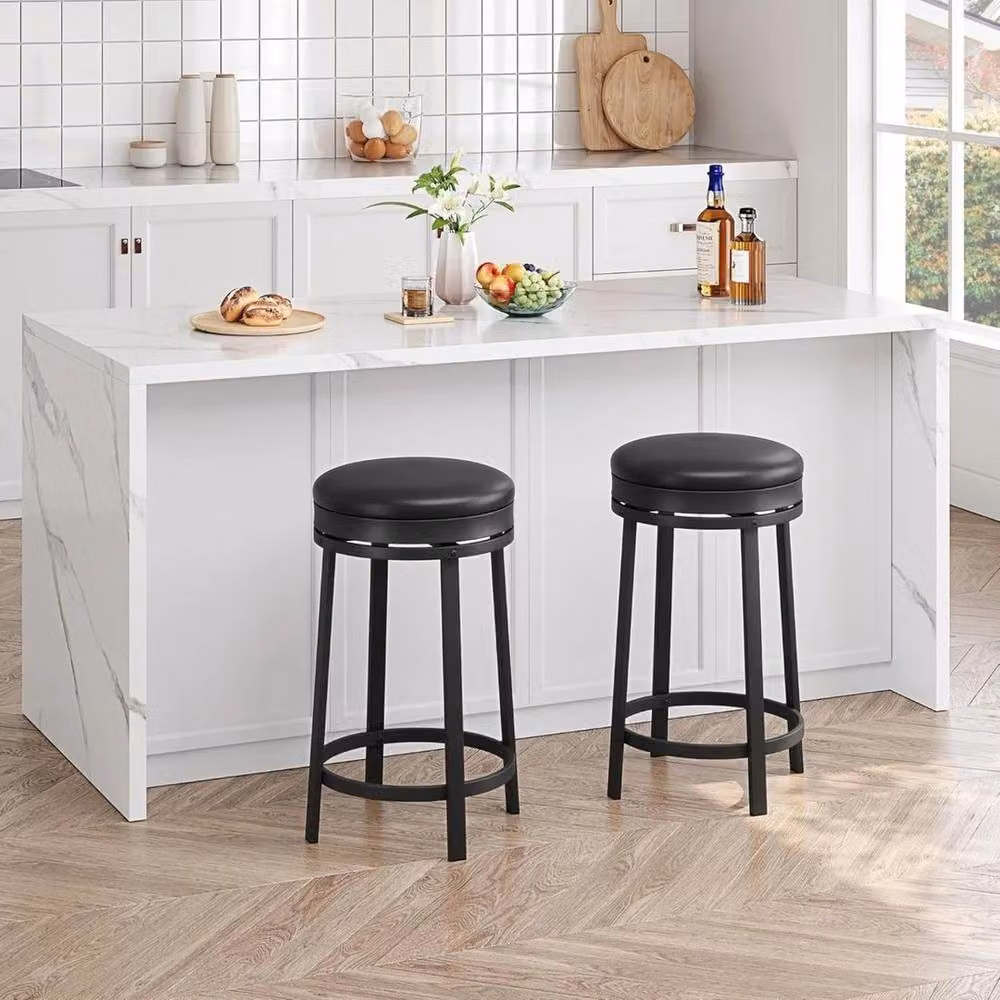 KORVIXA Set of 2 Black Swivel Bar Stools – 3