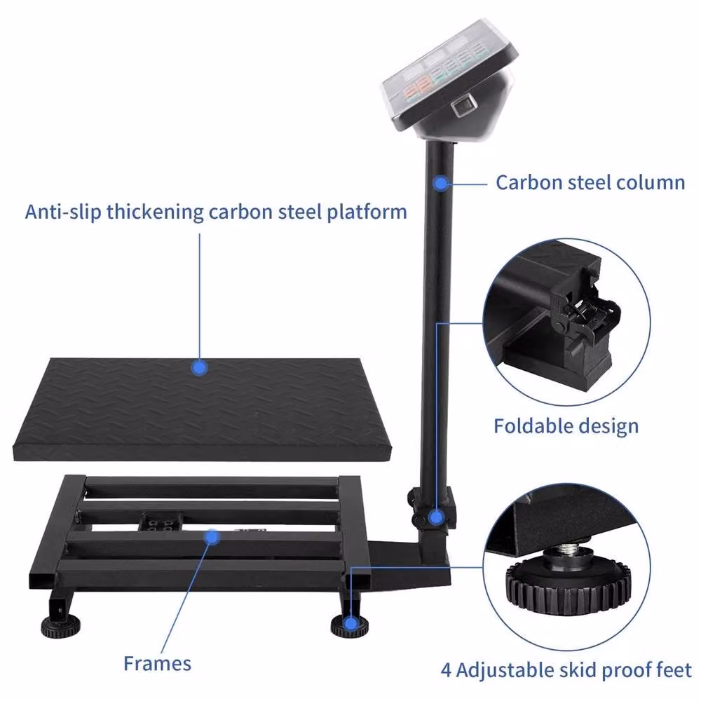 VOGREX Industrial Platform Postal Weighing Scale, Black, W/D/H: 70 x 40 x 30 cm – 3
