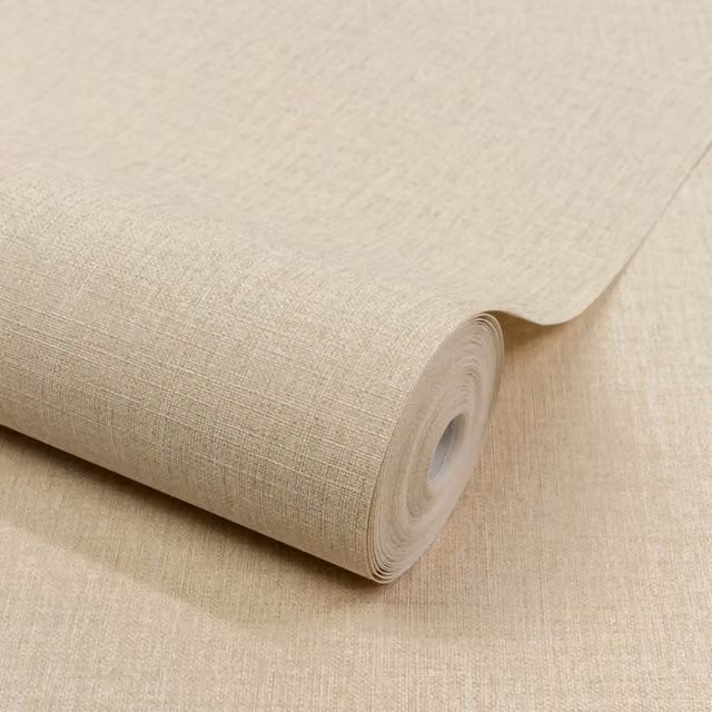 Grandeco Boutique Trente Linen Effect Luxury Embossed Wallpaper in Beige