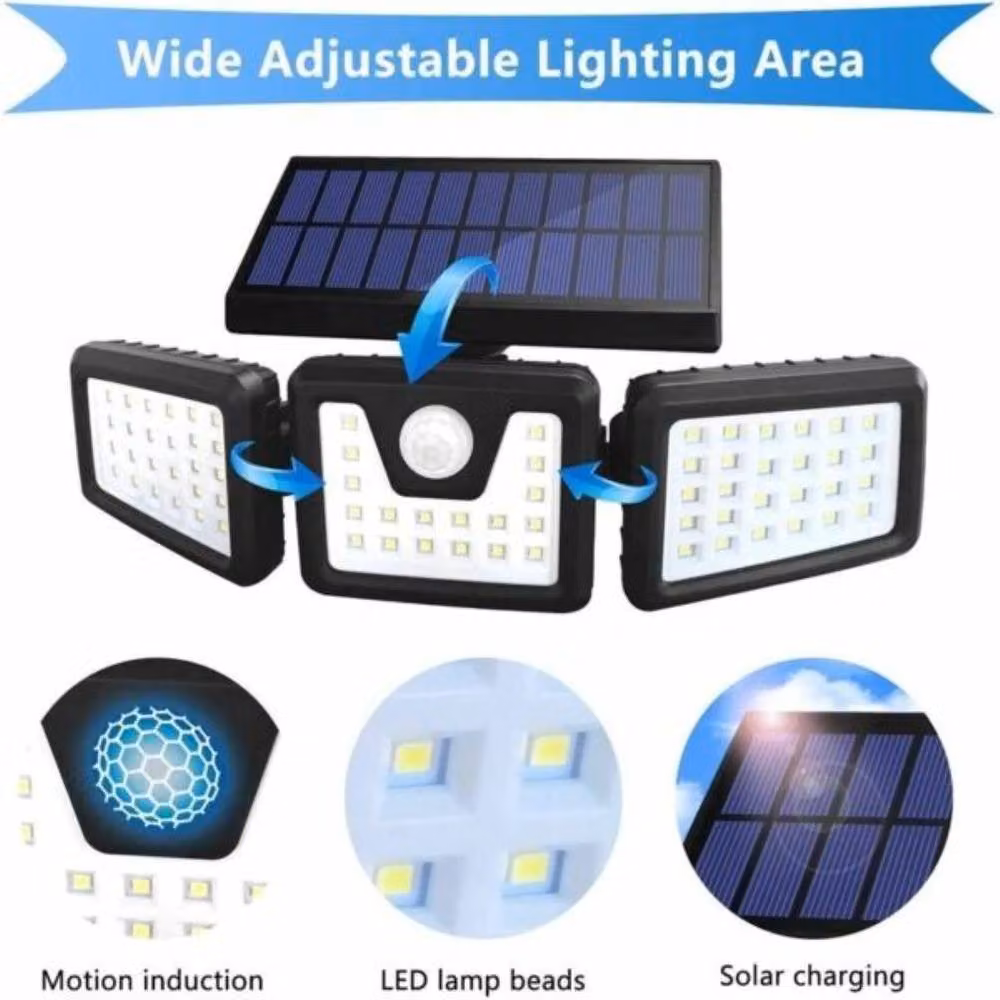 Lishetimig 74 LED Solar Powered Black Floodlight with Motion and Dusk Sensors – 4