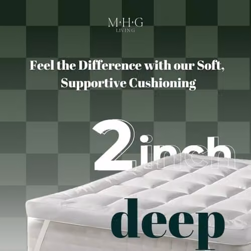 MHG Living Super King Mattress Topper, White, W: 180 cm x D: 200 cm, 5 cm Thick Quilted Foam – 3