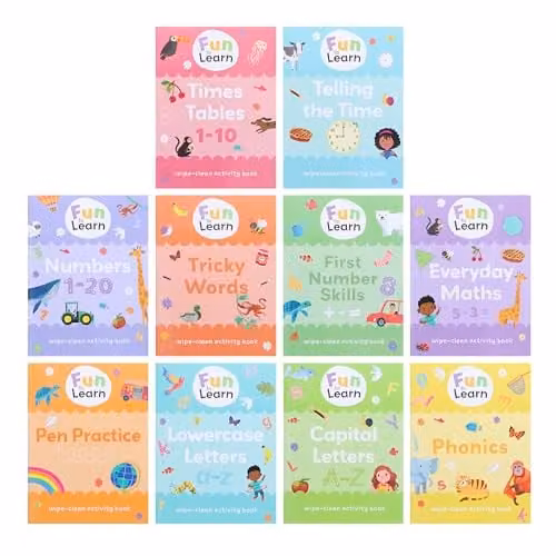 Sweet Cherry Publishing Wipe and Clean Fun to Learn Children Activity 10 Books Collection Set in Multicolour