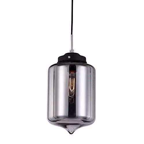 Netlighting Industrial and Retro Hanging Pendant Light with Black Glass Shade and E27 Socket