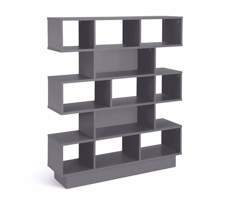 Cheap Furniture Warehouse Cubes Wide Modular Grey Bookcase with Open Back Design