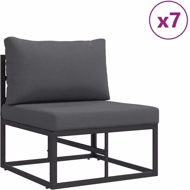 Berkfield Home 12 Piece U-Shape Garden Sofa Set with Cushions and Scatter Pillows in Black Powder Coated Aluminium