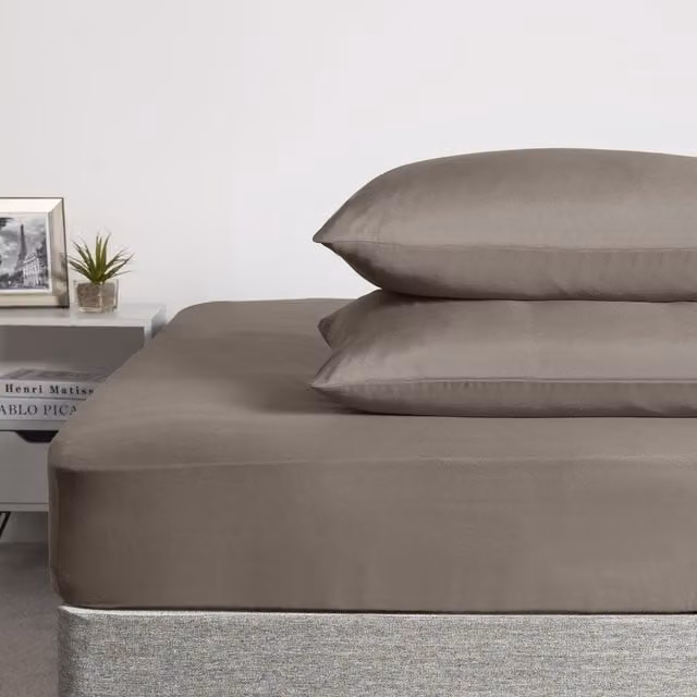 OHS 2 Pack Plain Dyed Housewife Pillowcases in Mink Brown/Grey Polyester