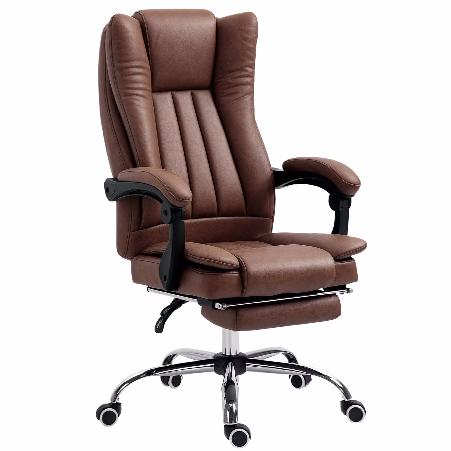 Vinsetto Executive Swivel Computer Chair with Footrest and Headrest in Brown Microfibre – 2