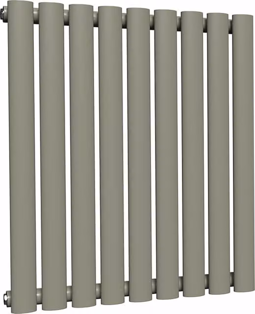 Lux Heat Oval Horizontal Coloured Radiator in Dark Sage, W: 60 cm, H: 54 cm