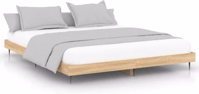 Berkfield Home Sonoma Oak Bed Frame in Beige, W/D/H: 120 x 200 cm – 1