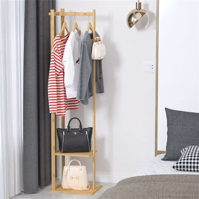 EONLION Bamboo Garment Rack and Coat Stand in Brown, W/D/H: 50 x 50 x 155 cm