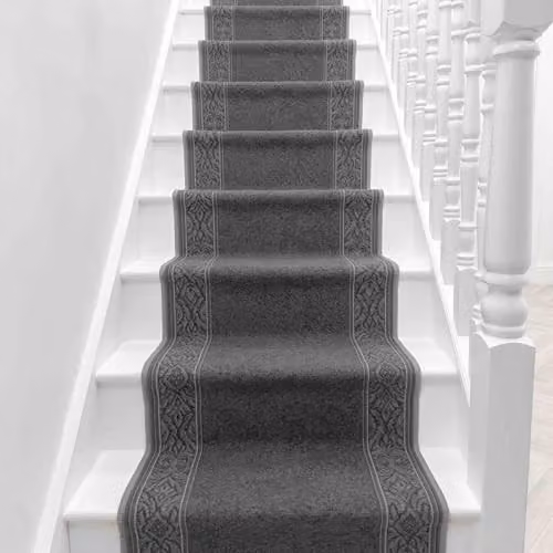runrug St Tropez Hardwearing Non-Slip Stair Runner Rug, Grey, W: 100 cm x L: 660 cm – 2
