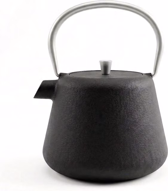 Geezy Cast Iron Teapot with Stainless Steel Infuser in Black and Silver