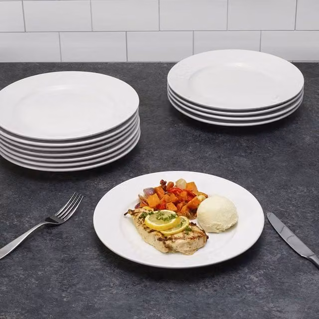 Glim & Glam White Porcelain Dinner Plate Set, 6 Pieces