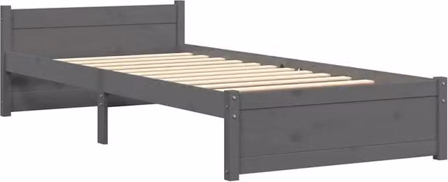 Berkfield Home Beautiful Small Single Solid Wood Bed Frame in Grey, W/D/H: 190 x 80.5 x 51 cm