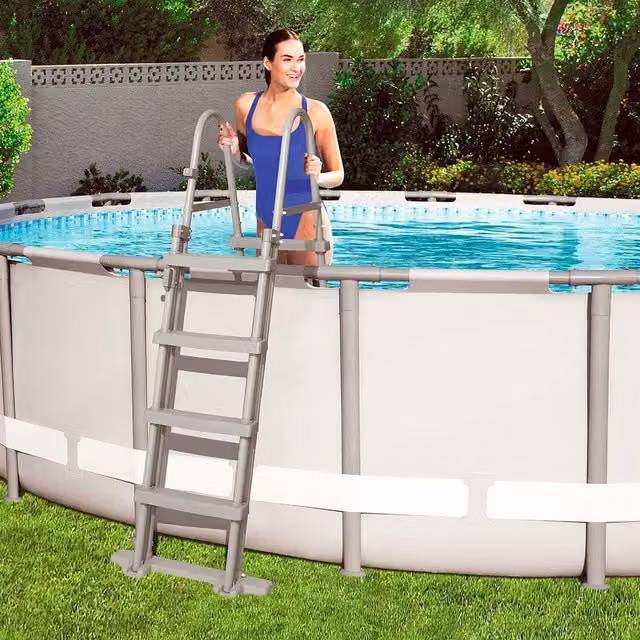 Bestway Flowclear Silver Safety Ladder for Above Pool Swimming, Height: 122 cm