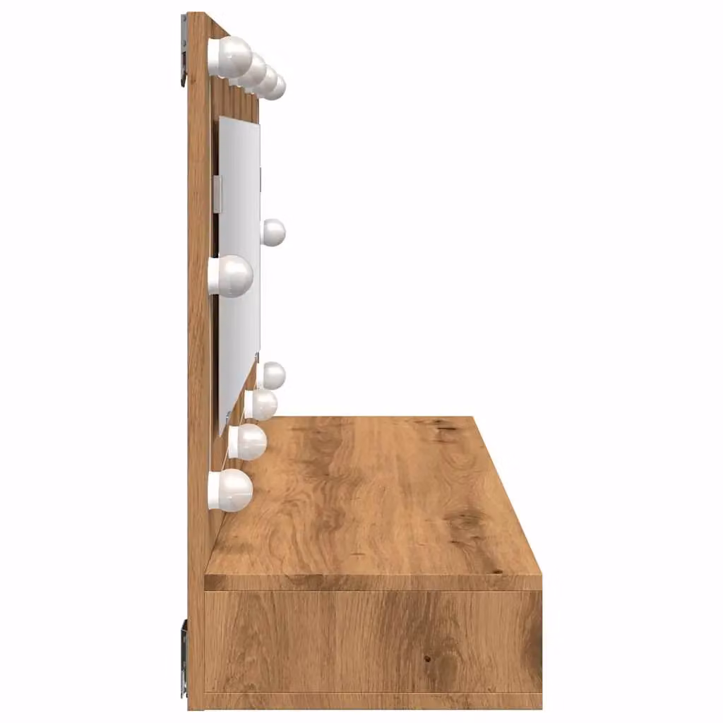 Berkfield Home LED Mirror Cabinet in Artisan Oak Brown, W/D/H: 90 x 31.5 x 62 cm – 4