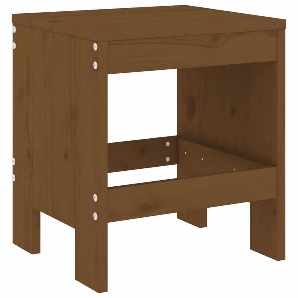 Berkfield Home Set of 2 Rustic Garden Stools in Brown Solid Pine, W/D/H: 40 x 36 x 45 cm – 3