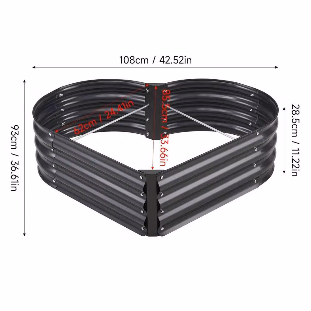 KORVIXA Black Galvanised Steel Raised Garden Bed Planter Box W/D/H: 108.0 x 85.6 x 28.5 cm – 2