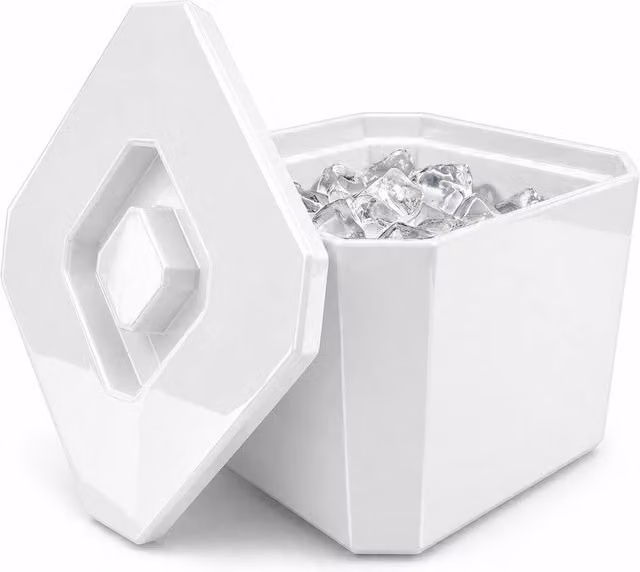 Chabrias Ltd White Octagonal Insulated Ice Bucket with Lid and Drainage Liner, 6 l – 1