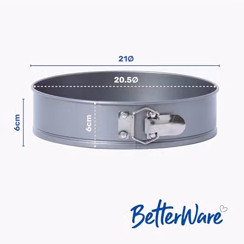 BetterWare Essentials Non-Stick Round Springform Cake Tin in Silver – 4