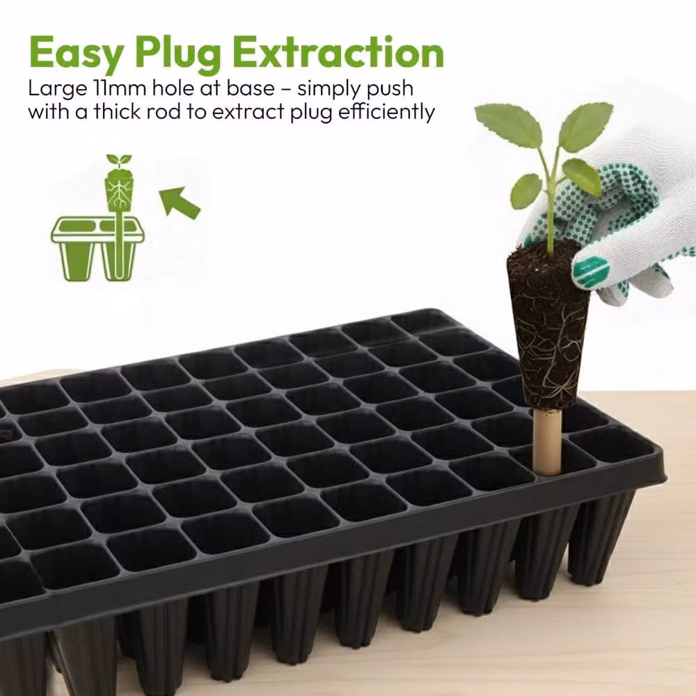 KORVIXA 60-Cell Plastic Seedling Propagation Root Trays in Black – 3