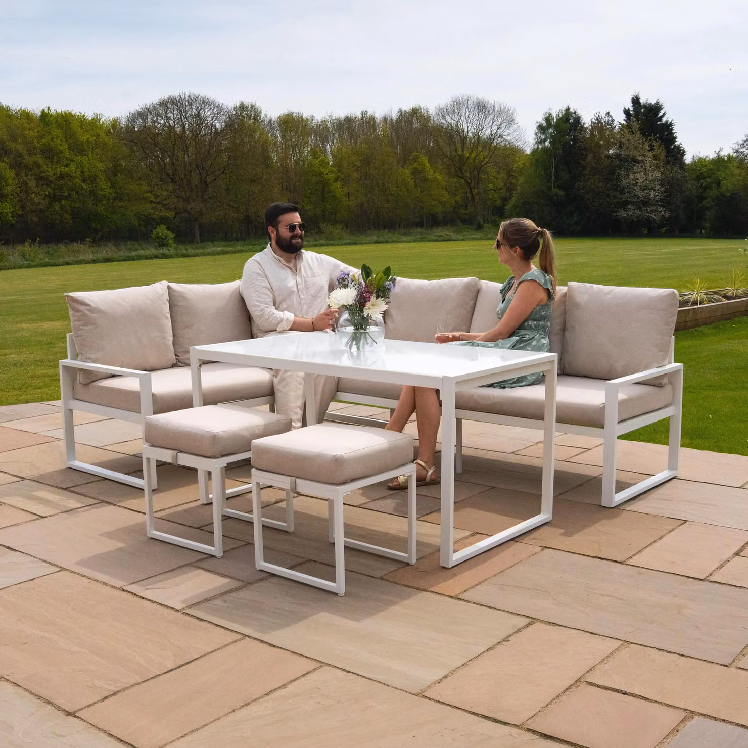 Monstershop Aluminium Corner Sofa Set in White – 2
