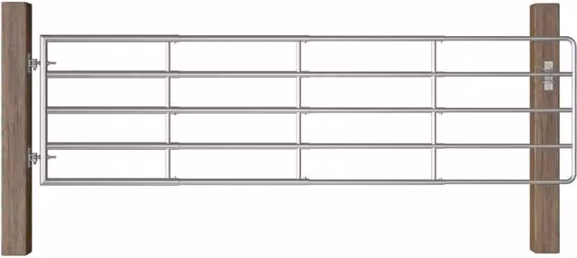 Berkfield Home 5 Bar Field Gate in Silver Galvanised Steel, H 90 cm, W 115-300 cm