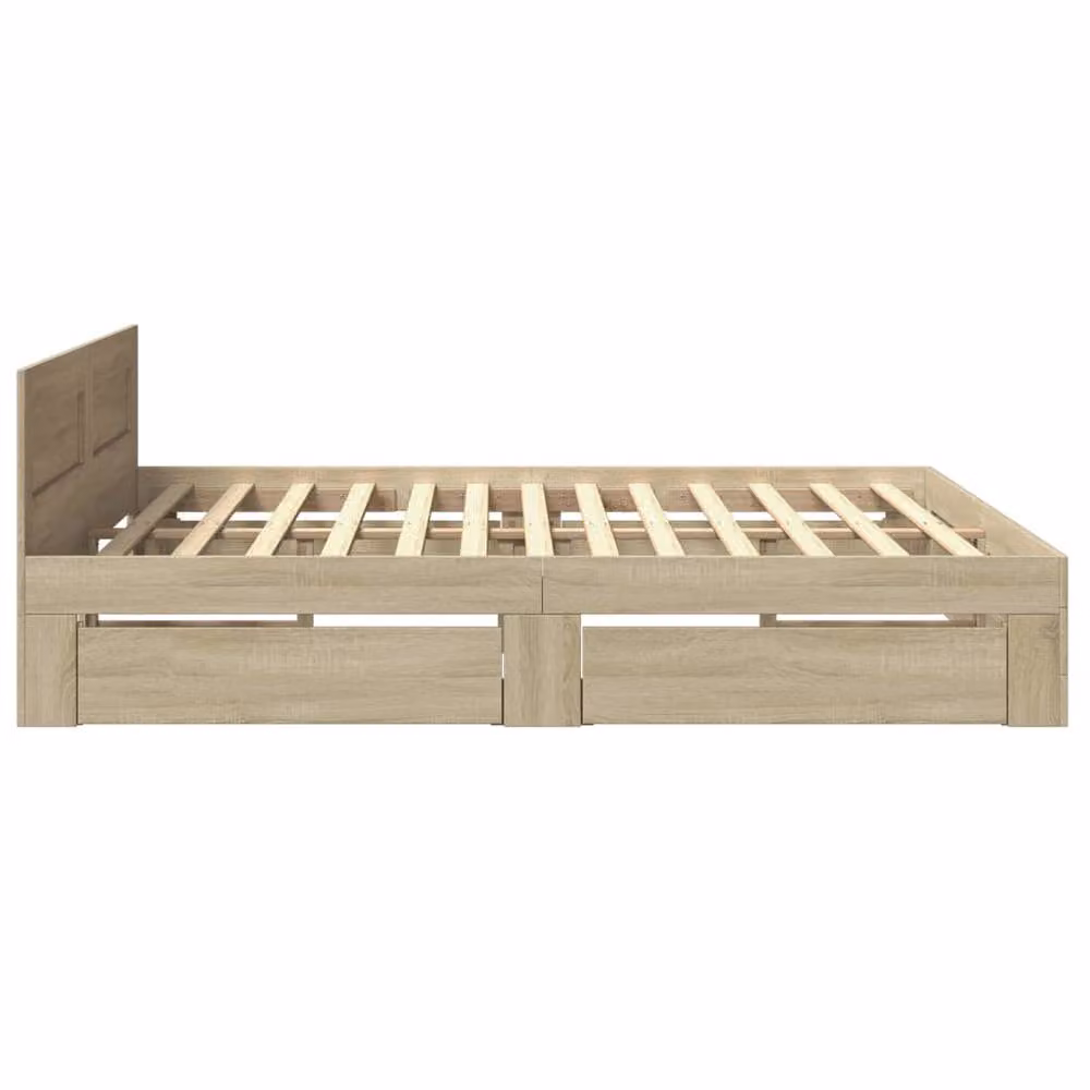 Berkfield Home Sonoma Oak Bed Frame with Headboard and Drawers, Beige, W/D/H: 180 x 200 cm – 2