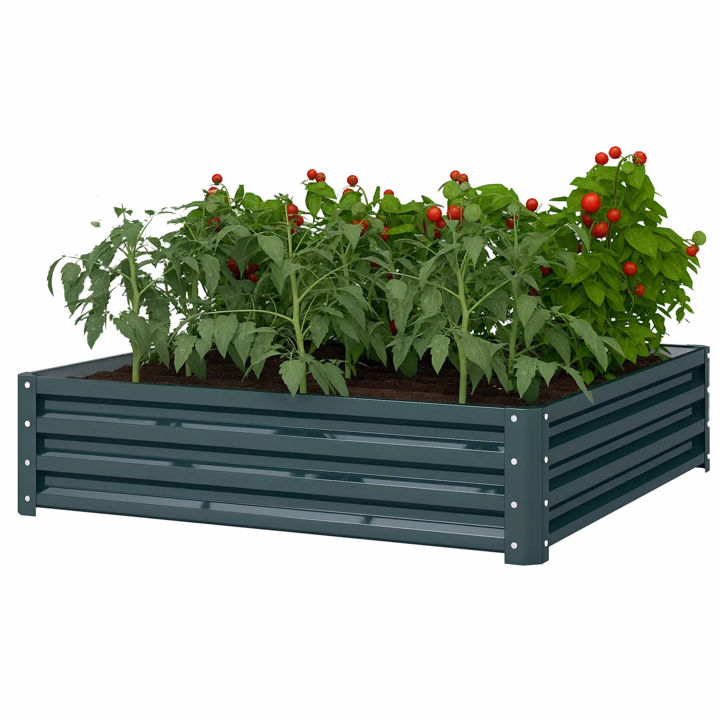Outsunny Metal Raised Garden Bed for Vegetables and Flowers, Green, W/D/H: 120 x 120 x 30 cm – 2