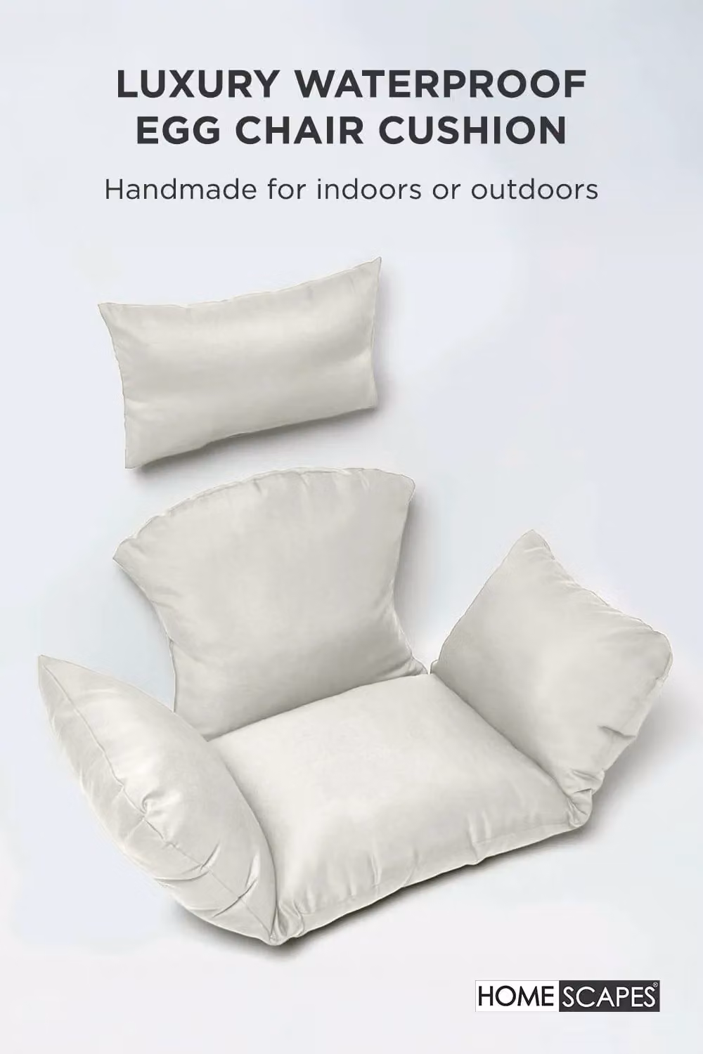 Homescapes Luxury Soft Waterproof Egg Chair Cushion in Beige – 2