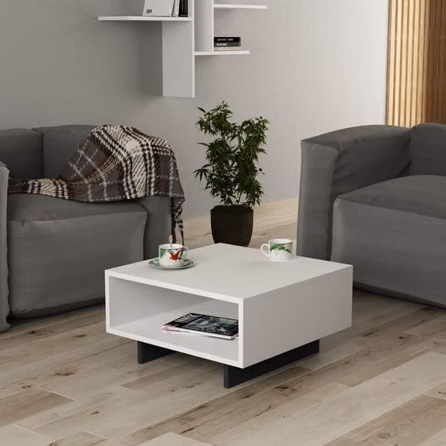Decortie Hola Modern Multipurpose Coffee Table - White and Anthracite Grey