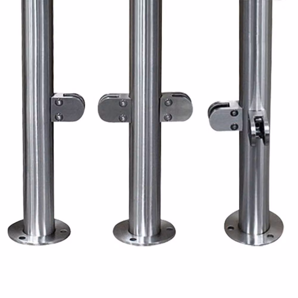 VOGREX Brushed Stainless Steel Railing Corner Post in Silver, Diameter: 4.2 cm – 4