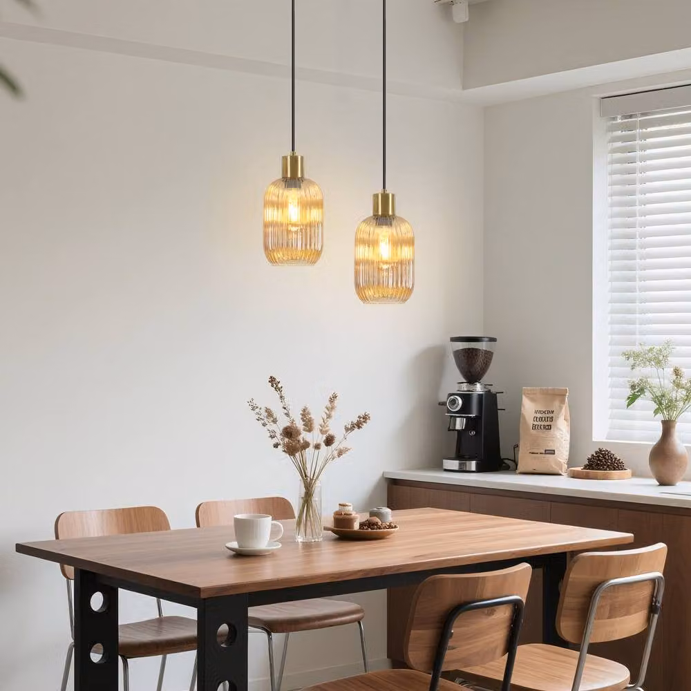 COMELY Industrial Amber Glass Pendant Ceiling Light with Brass and Copper Finish – 2