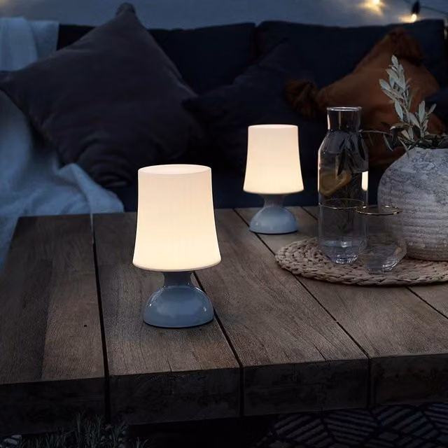 ValueLights Set of 2 Wireless LED Grey Touch Table Lamps with White Fabric Tapered Shades – 1