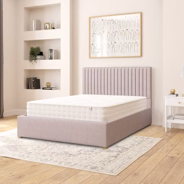 Aspire Grant Fabric Ottoman Storage Bed in Grey Eire Linen Fabric, W/D/H: 140 x 200 cm