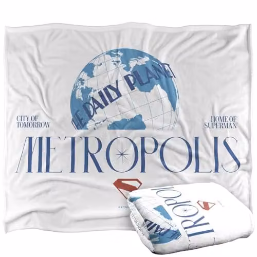 Warner Bros. Superman 2025 Metropolis Silky Touch Super Soft Fleece Throw Blanket, Multicolour, W: 127 cm x D: 152.4 cm x H: 1 cm