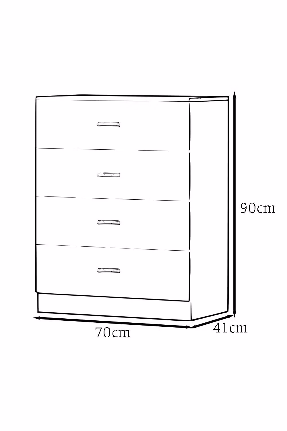 FWStyle Modern 4 Drawer Chest of Drawers in Matt Black Finish – 4