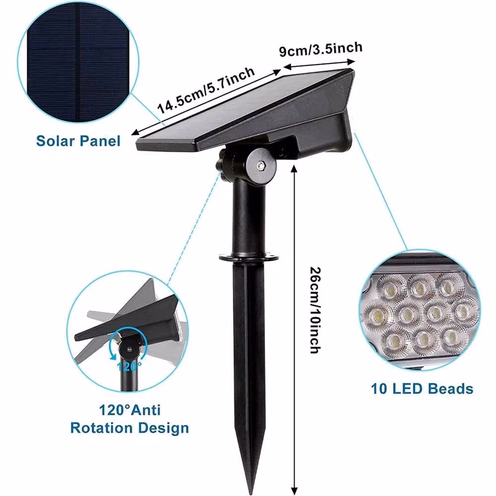 Nordara T-SUN Solar RGB LED Outdoor Garden Spotlight in Black with Dusk Sensor and IP65 Waterproof Rating – 3