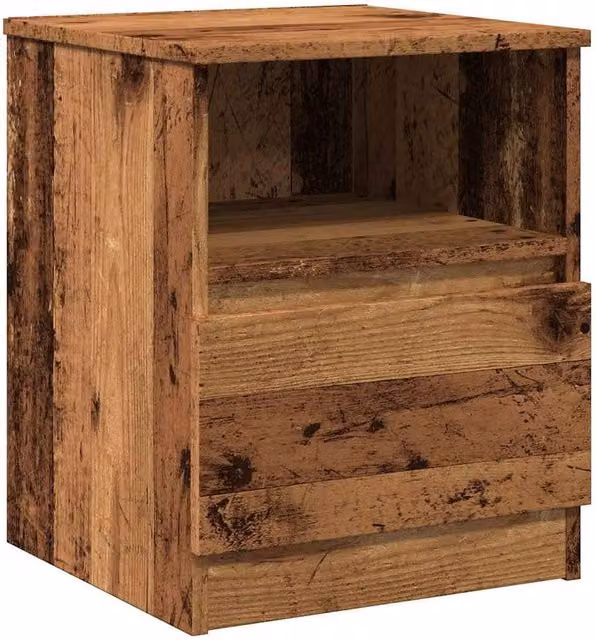 Berkfield Home Bedside Cabinet in Old Wood Brown, W/D/H: 40 x 40 x 50 cm