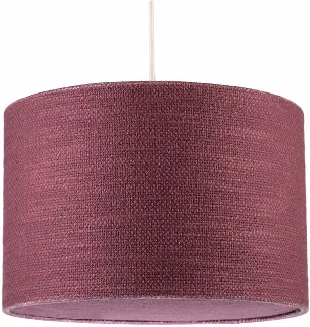 Happy Homewares Burgundy Textured Linen Round Pendant Light Shade with Diffuser and Reducer Ring