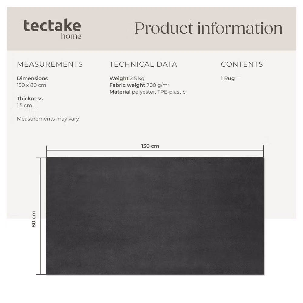 tectake Fluffy Rug in Anthracite Grey, Allergy-Friendly and Washable Short-Pile Polyester Carpet, W/D: 80 x 150 cm – 8