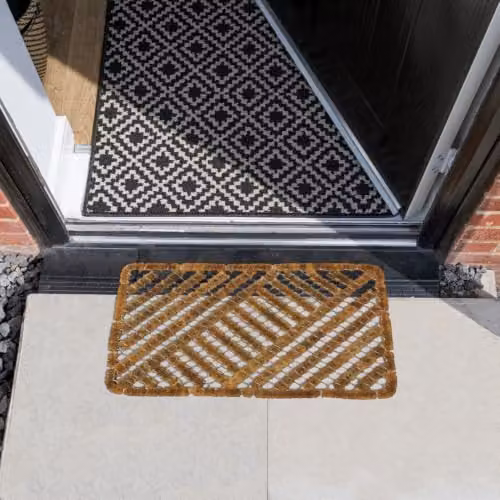 JVL Boston Brown Coir and Galvanised Steel Scraper Door Mat, W: 39.0 cm, D: 60.0 cm, H: 0.1 cm – 5