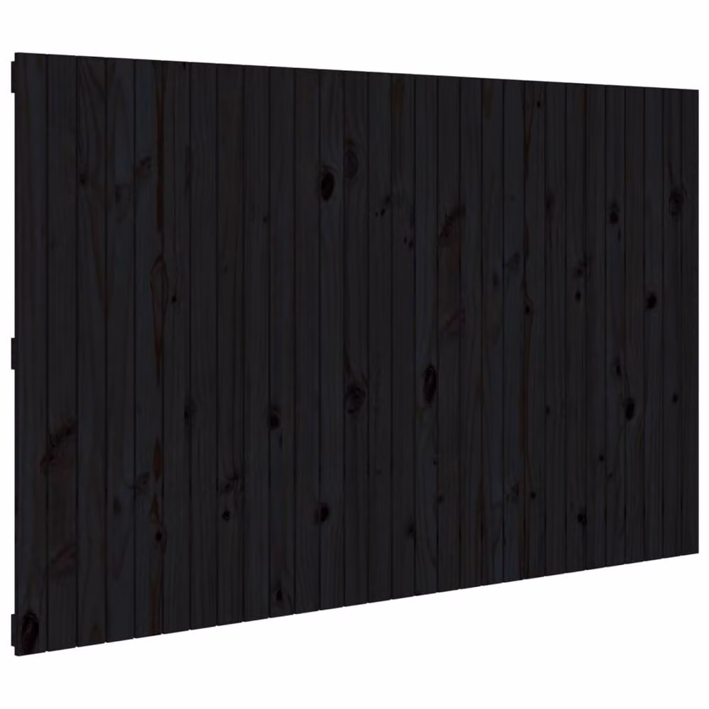 Berkfield Home Black Solid Wood Pine Wall Headboard, W/D/H: 185 x 3 x 110 cm – 3
