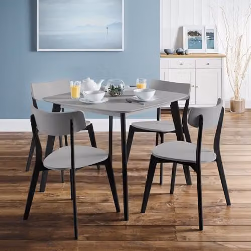 Julian Bowen Casa Set of 2 Retro Wooden Dining Chairs in Grey and Black with Fabric Seats – 2