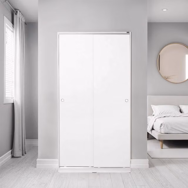 FWStyle Compact 2 Door Sliding Wardrobe in White with Integrated Handles
