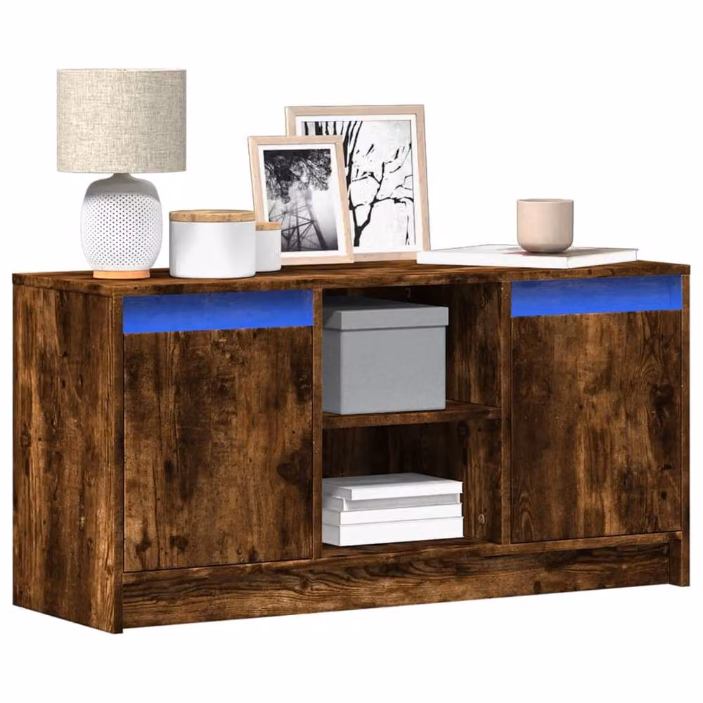 Berkfield Home Modern TV Cabinet with LED in Smoked Oak Brown, W/D/H: 100 x 34 x 50 cm – 2