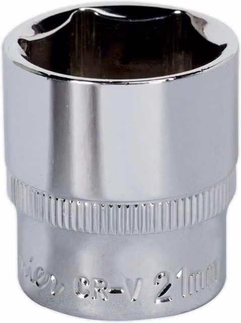 Loops 21mm Forged Steel Drive Socket with 3/8 inch Square Drive in Silver Chrome Vanadium