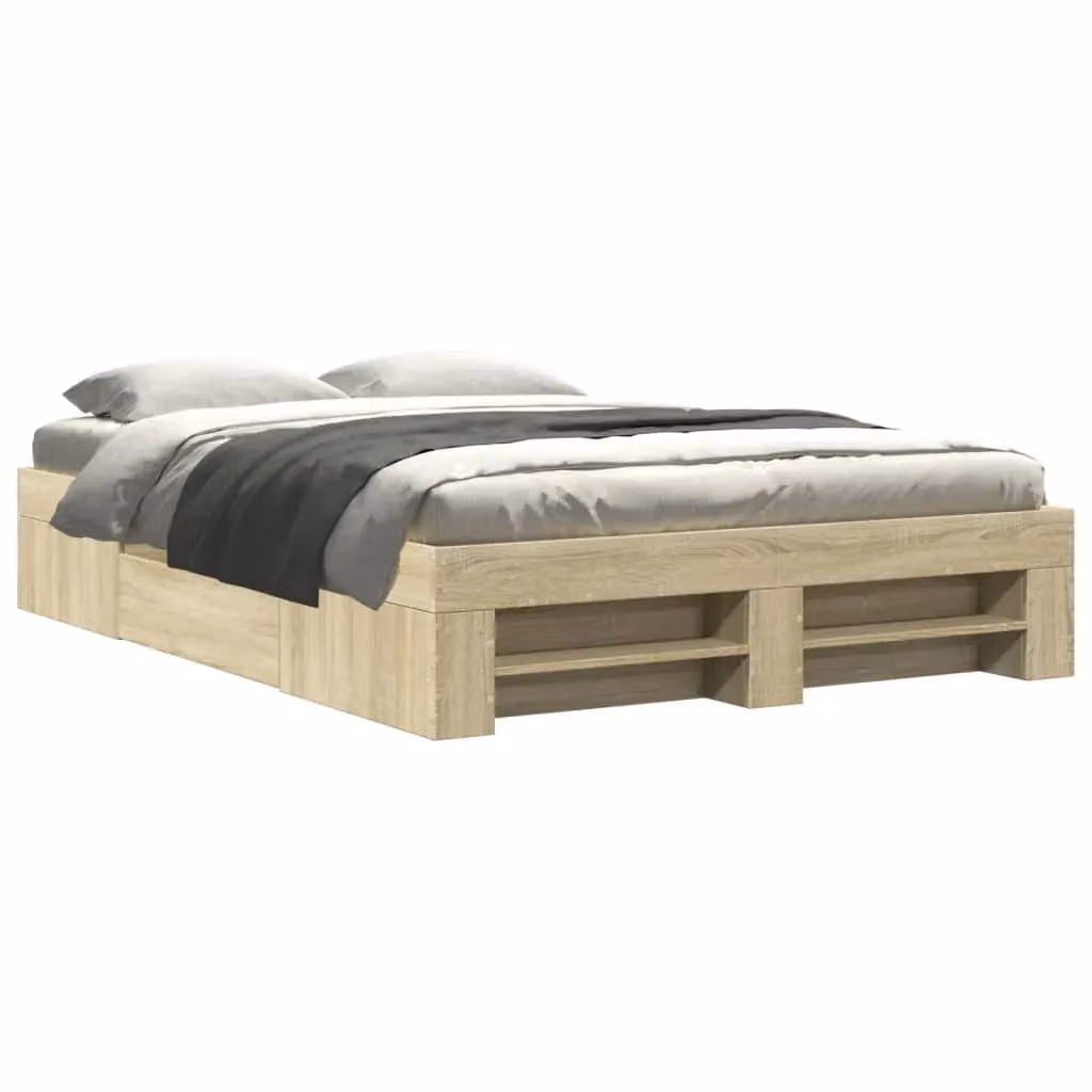 Berkfield Home Sonoma Oak Double Bed Frame in Brown, W/D/H: 135 x 190 cm – 2