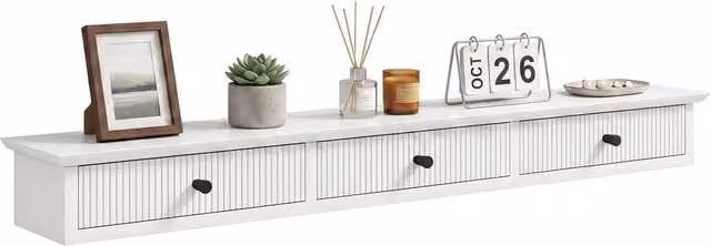 HOMCOM Modern Wall-Mounted Straight Shelf in White, W/D/H: 93 x 15 x 10 cm – 1