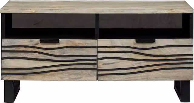 Berkfield Home Elegant Mango Wood Coffee Table with Storage Drawer in White and Black, W/D/H: 80 x 50 x 40 cm